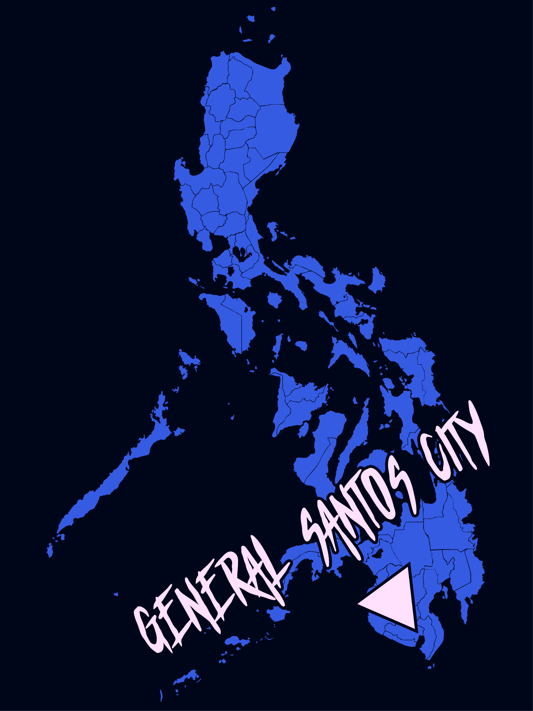 Map of the philippines with an arrow pointing to General Santos City