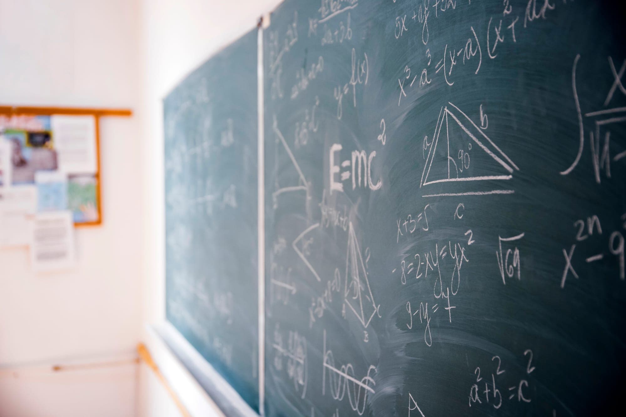 Chalkboard full of math equations