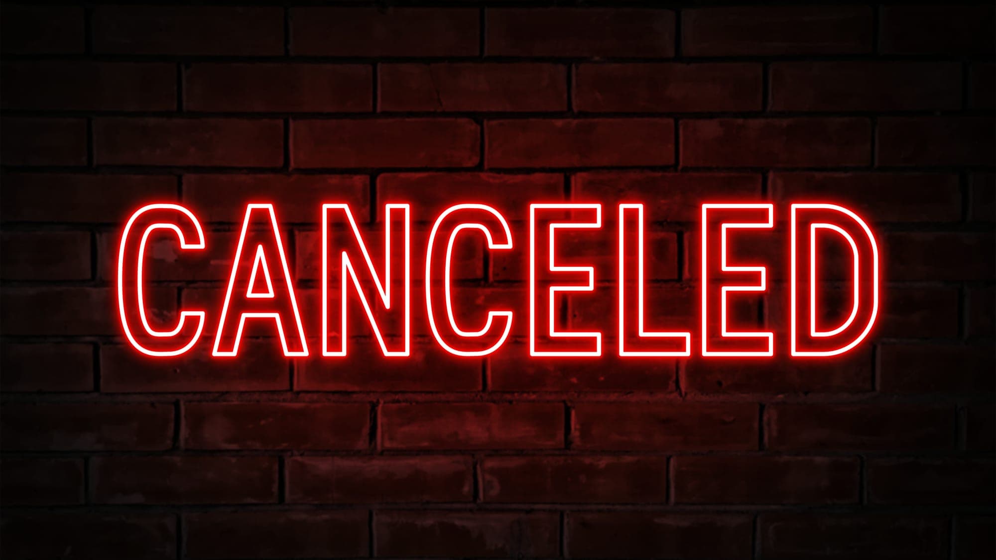 Neon sign reading 'Canceled'